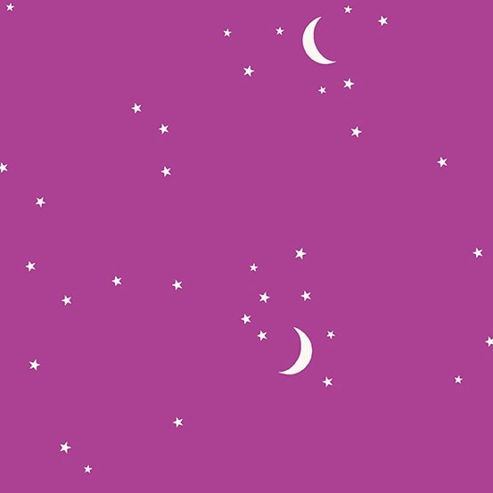 Moon and Stars Fabric - Mulberry - ineedfabric.com