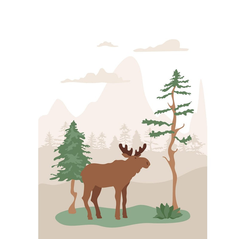 Moose In The Mountains Fabric Panel - ineedfabric.com