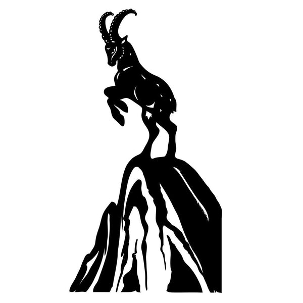 Mountain Goat Silhouette Fabric Panel - Black/White - ineedfabric.com