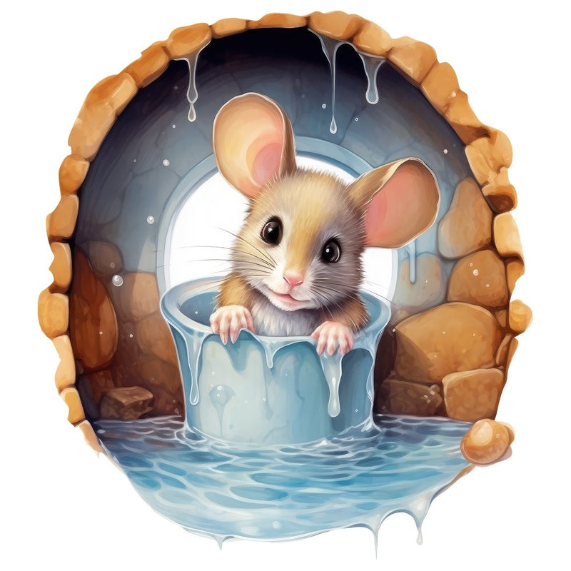 Mouse Taking a Bath Fabric Panel - ineedfabric.com