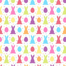 Multi-Colored Easter Bunny & Egg Fabric - ineedfabric.com
