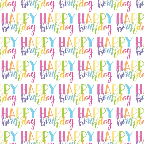 Multi-Colored Happy Birthday Fabric - Multi - ineedfabric.com