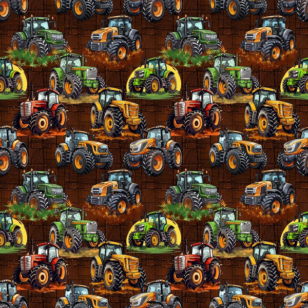 Multi-Colored Tractors Fabric - ineedfabric.com