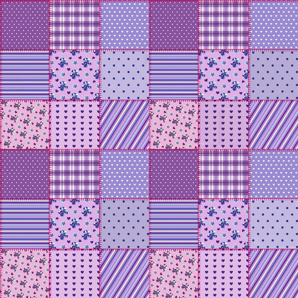 Multi Purple Patchwork Fabric - ineedfabric.com