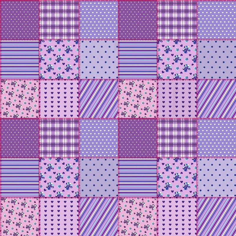 Multi Purple Patchwork Fabric - ineedfabric.com