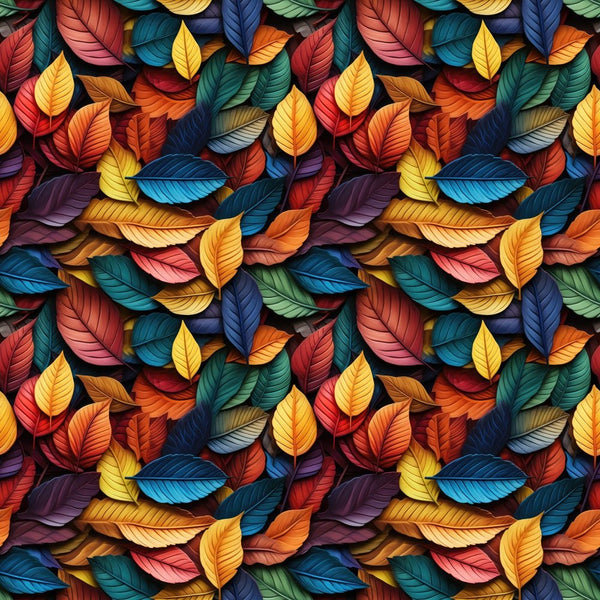 Multicolored Fall Leaves Fabric - ineedfabric.com