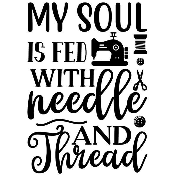 My Soul Is Fed With Needle Fabric Panel - Black/White - ineedfabric.com