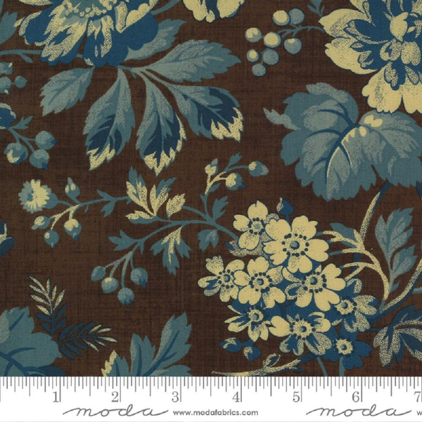 Nantucket Beauty Floral Fabric - Chocolate Indigo - ineedfabric.com