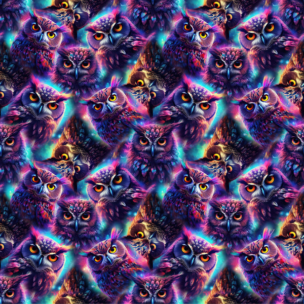 Neon Owls Fabric - ineedfabric.com