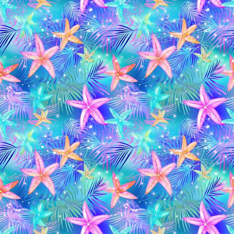 Neon Starfish Fabric - ineedfabric.com