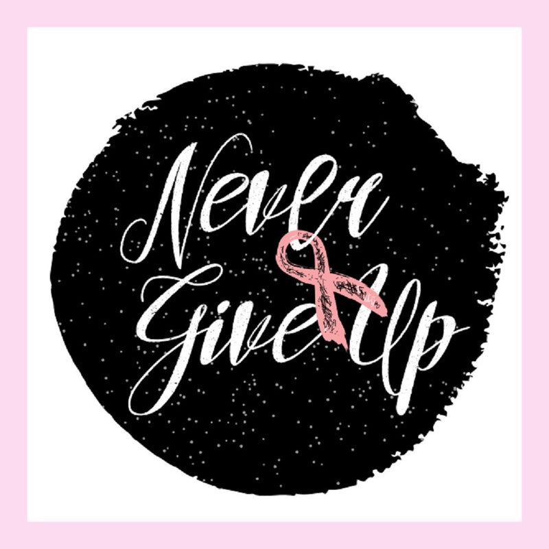 Never Give Up Circular Fabric Panel - Pink/Black - ineedfabric.com