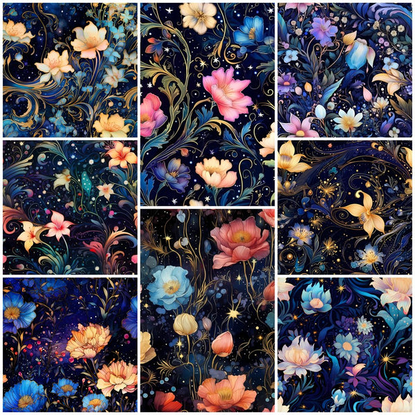 Nightlife Nouveau Floral Fat Eighth Bundle - 8 Pieces - ineedfabric.com