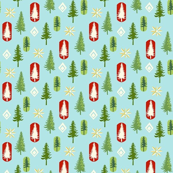O Christmas Tree Fabric - Sky - ineedfabric.com