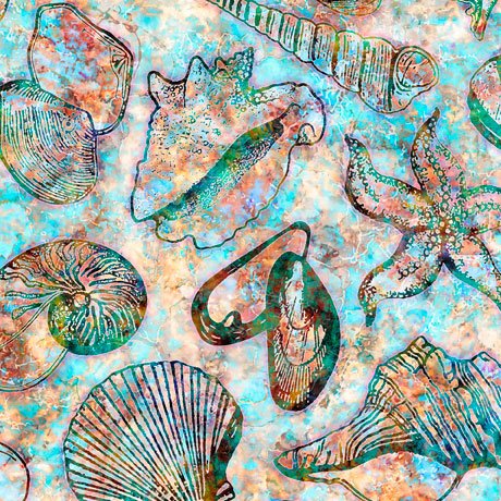 Oceana Seashells Fabric - ineedfabric.com