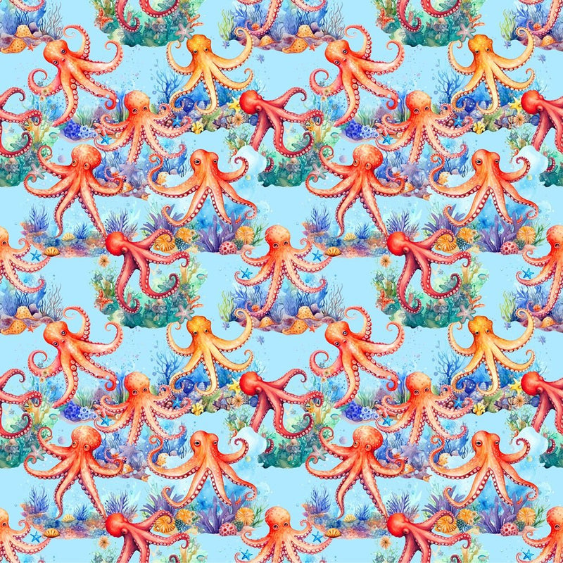Octopus Under The Sea Fabric - ineedfabric.com