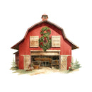 Old School Christmas Farm Barn Portrait Fabric Panel - ineedfabric.com