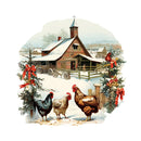 Old School Christmas Farm House 2 Fabric Panel - ineedfabric.com