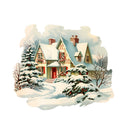 Old School Christmas Farm House 4 Fabric Panel - ineedfabric.com