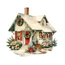 Old School Christmas Farm House 8 Fabric Panel - ineedfabric.com