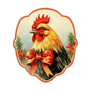 Old School Christmas Farm Rooster Portrait Fabric Panel - ineedfabric.com