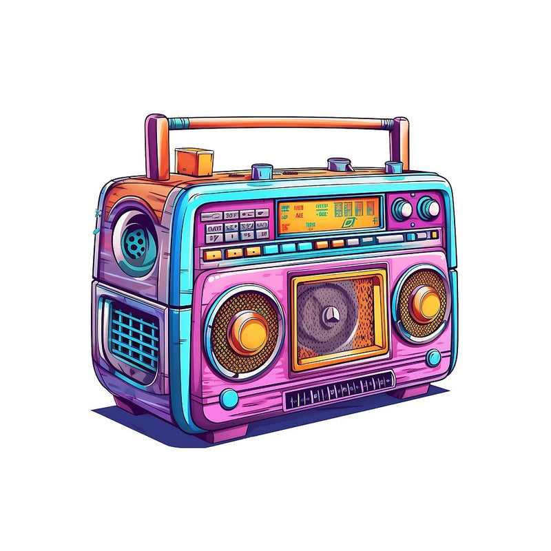 Old School Elements Boombox Fabric Panel - ineedfabric.com