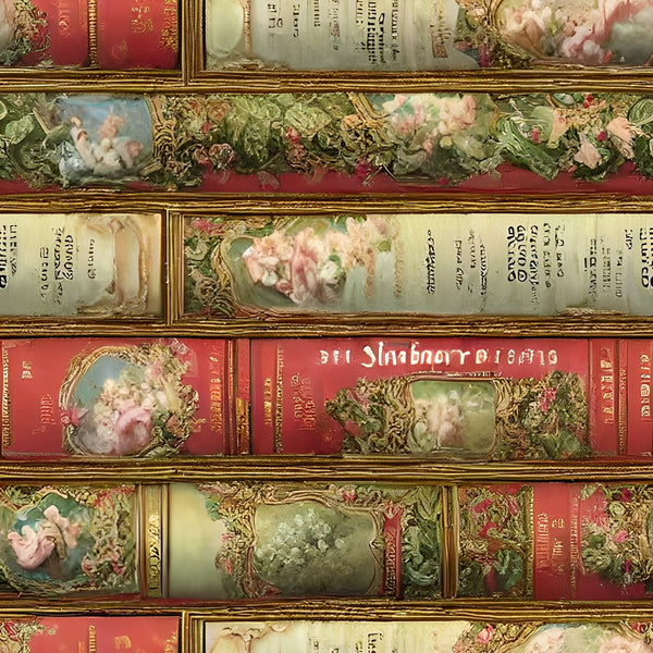 Old Victorian Stacked Books Fabric - ineedfabric.com