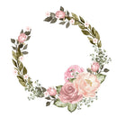 Open Blush Rose & Leaves Wreath Fabric Panel - ineedfabric.com