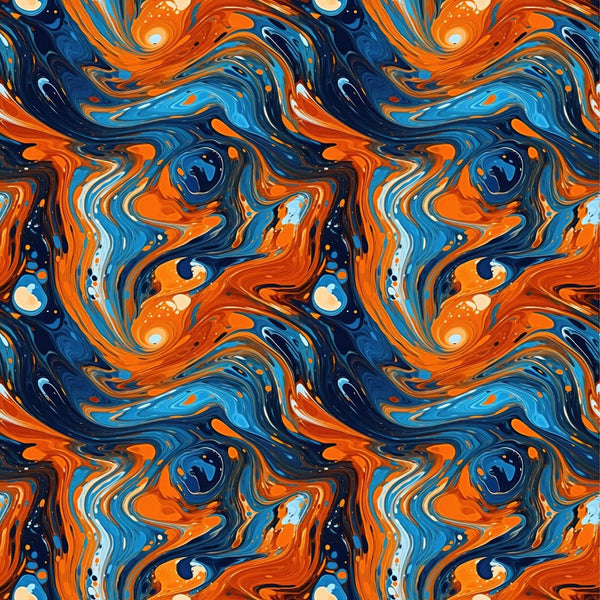 Orange & Blue Marbled Fabric - ineedfabric.com
