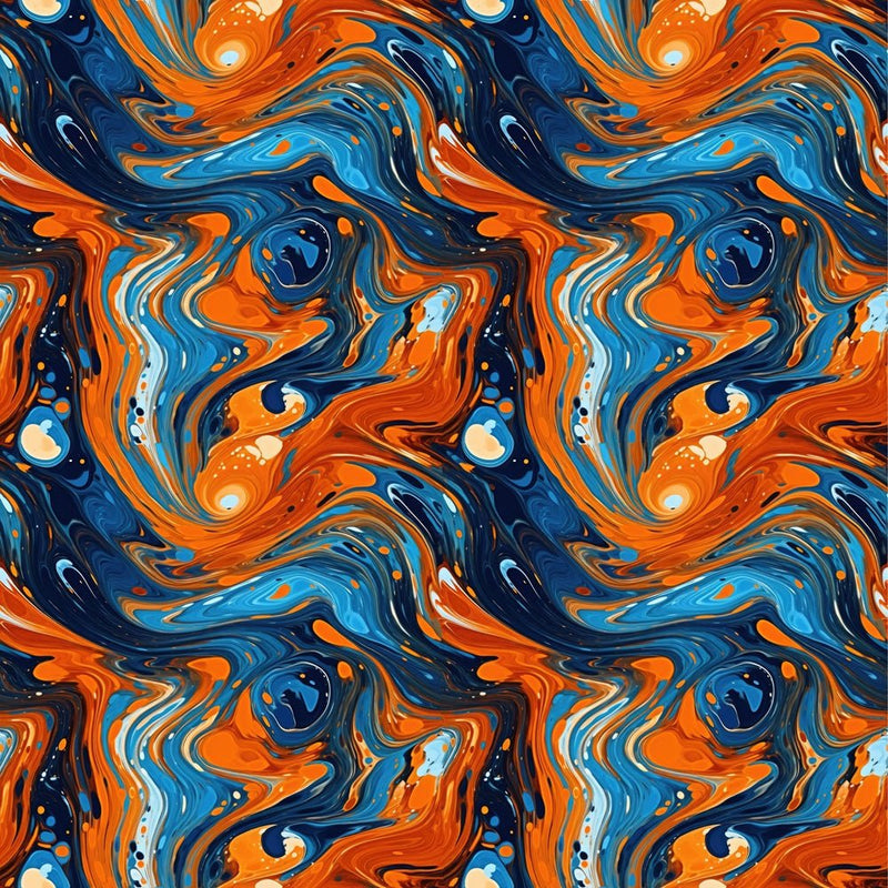 Orange & Blue Marbled Fabric - ineedfabric.com