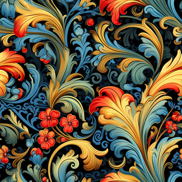 Ornate Renaissance Floral Pattern 1 Fabric - ineedfabric.com