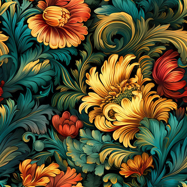 Ornate Renaissance Floral Pattern 10 Fabric - ineedfabric.com