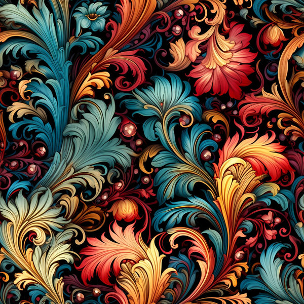 Ornate Renaissance Floral Pattern 13 Fabric - ineedfabric.com