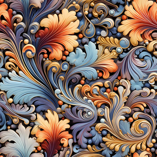 Ornate Renaissance Floral Pattern 15 Fabric - ineedfabric.com