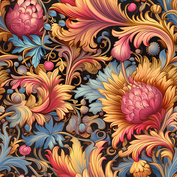Ornate Renaissance Floral Pattern 2 Fabric - ineedfabric.com
