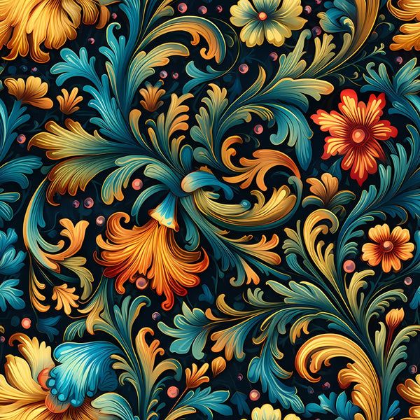 Ornate Renaissance Floral Pattern 3 Fabric - ineedfabric.com
