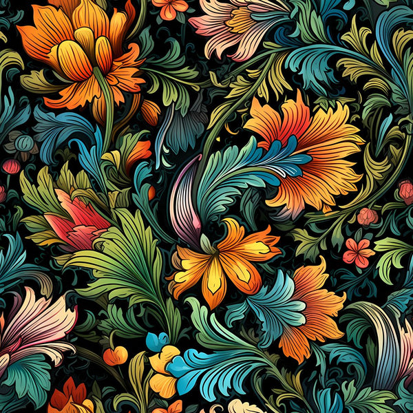 Ornate Renaissance Floral Pattern 4 Fabric - ineedfabric.com