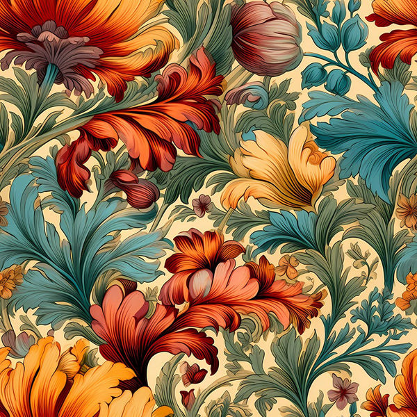 Ornate Renaissance Floral Pattern 6 Fabric - ineedfabric.com