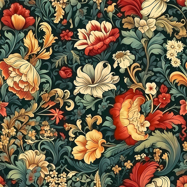 Ornate Renaissance Floral Pattern 7 Fabric - ineedfabric.com