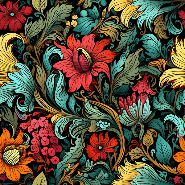 Ornate Renaissance Floral Pattern 8 Fabric - ineedfabric.com