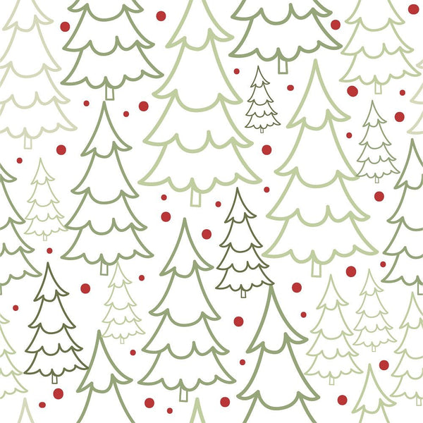 Outlined Christmas Trees Fabric - ineedfabric.com