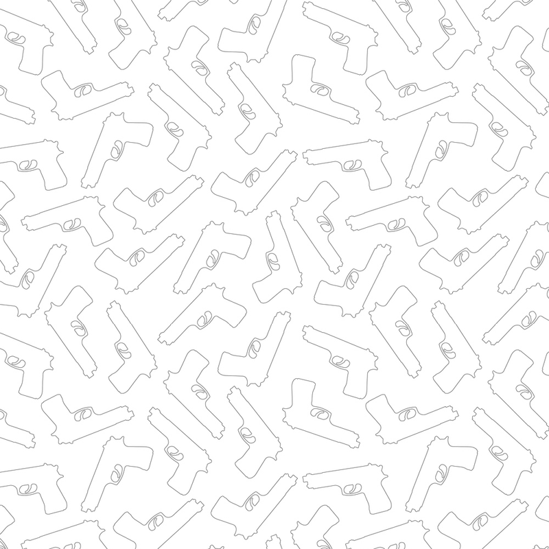 Outlined Pistols Fabric - White - ineedfabric.com