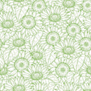 Outlined Sunflower Fabric - Spring Green - ineedfabric.com