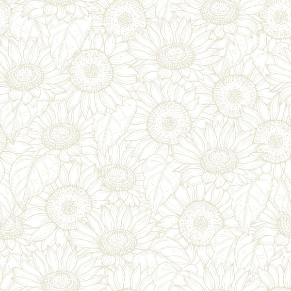 Outlined Sunflower Tone on Tone Fabric - ineedfabric.com