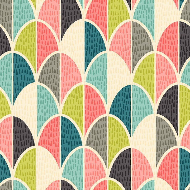 Overlapping Abstract Egg Pattern Fabric - ineedfabric.com