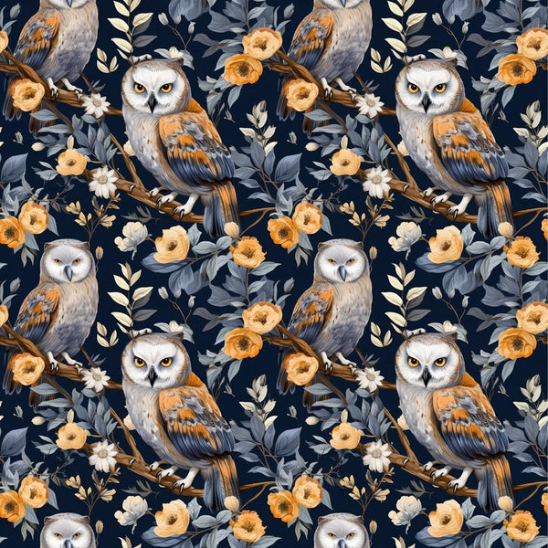 Owl & Floral Fabric - ineedfabric.com