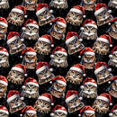 Owls In Santa Hats Fabric - Black - ineedfabric.com