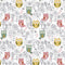 Owls In The Garden Fabric - White - ineedfabric.com