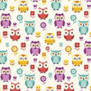 Owls With Flowers Fabric - Multi - ineedfabric.com