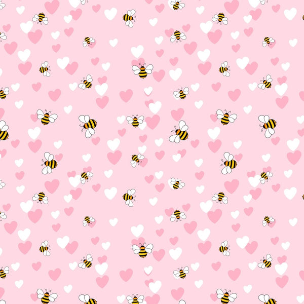 Packed Bees & Hearts Fabric - ineedfabric.com