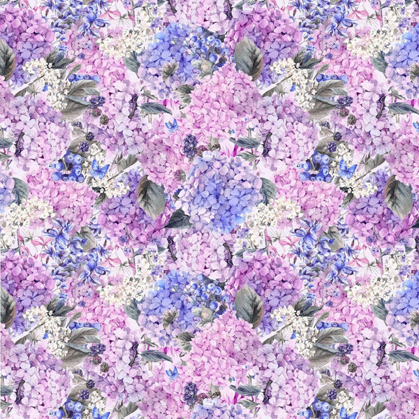 Packed Blooming Summer Hydrangeas Fabric - ineedfabric.com